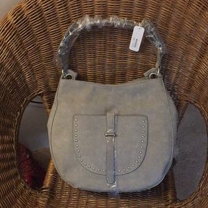 Gray with Silver Faux Leather Large Hobo Bag NEW